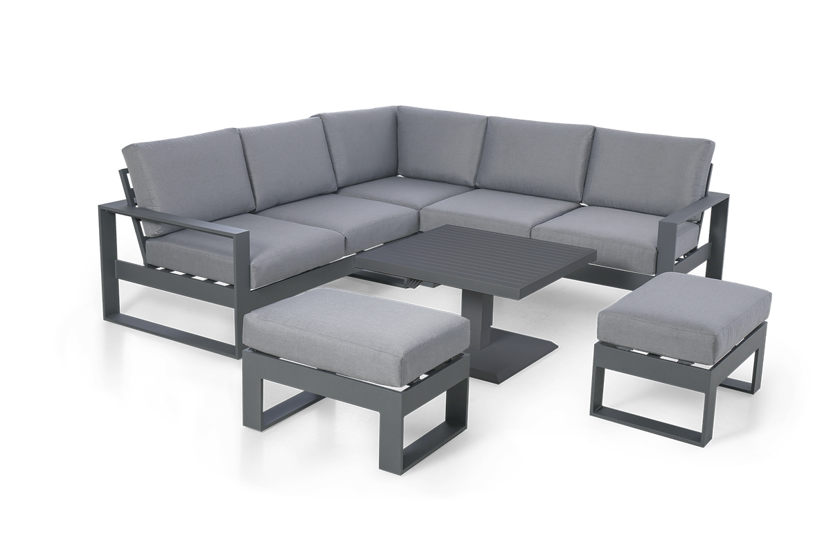 Amalfi Small Corner Dining With Rising Table Footstools Maze